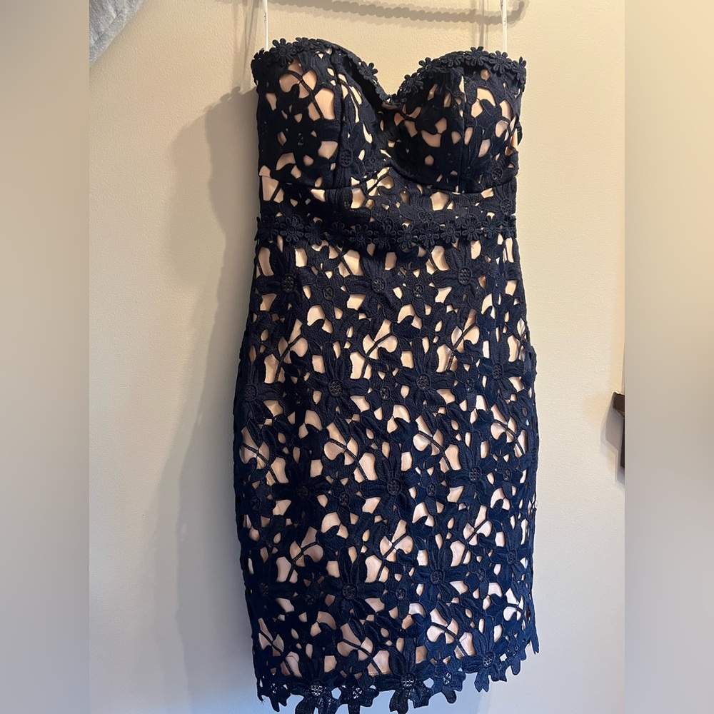 Lulu's Navy Floral Lace Dress